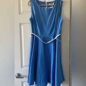 NWT GRACE KARIN Blue with White Polka Dot Vintage Style Dress Size 20W